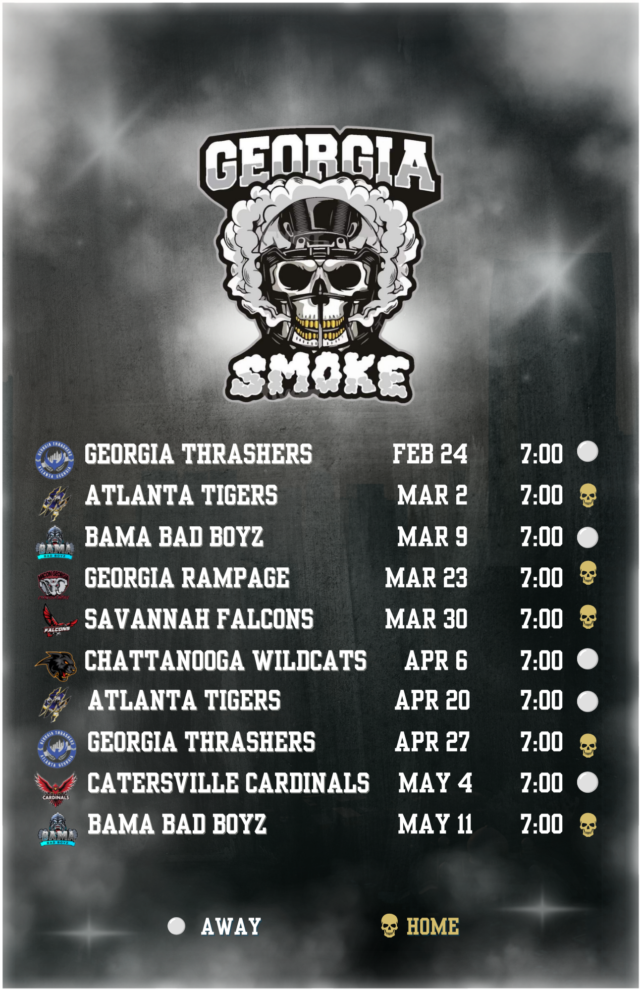 Georgia Smoke — Season Schedule