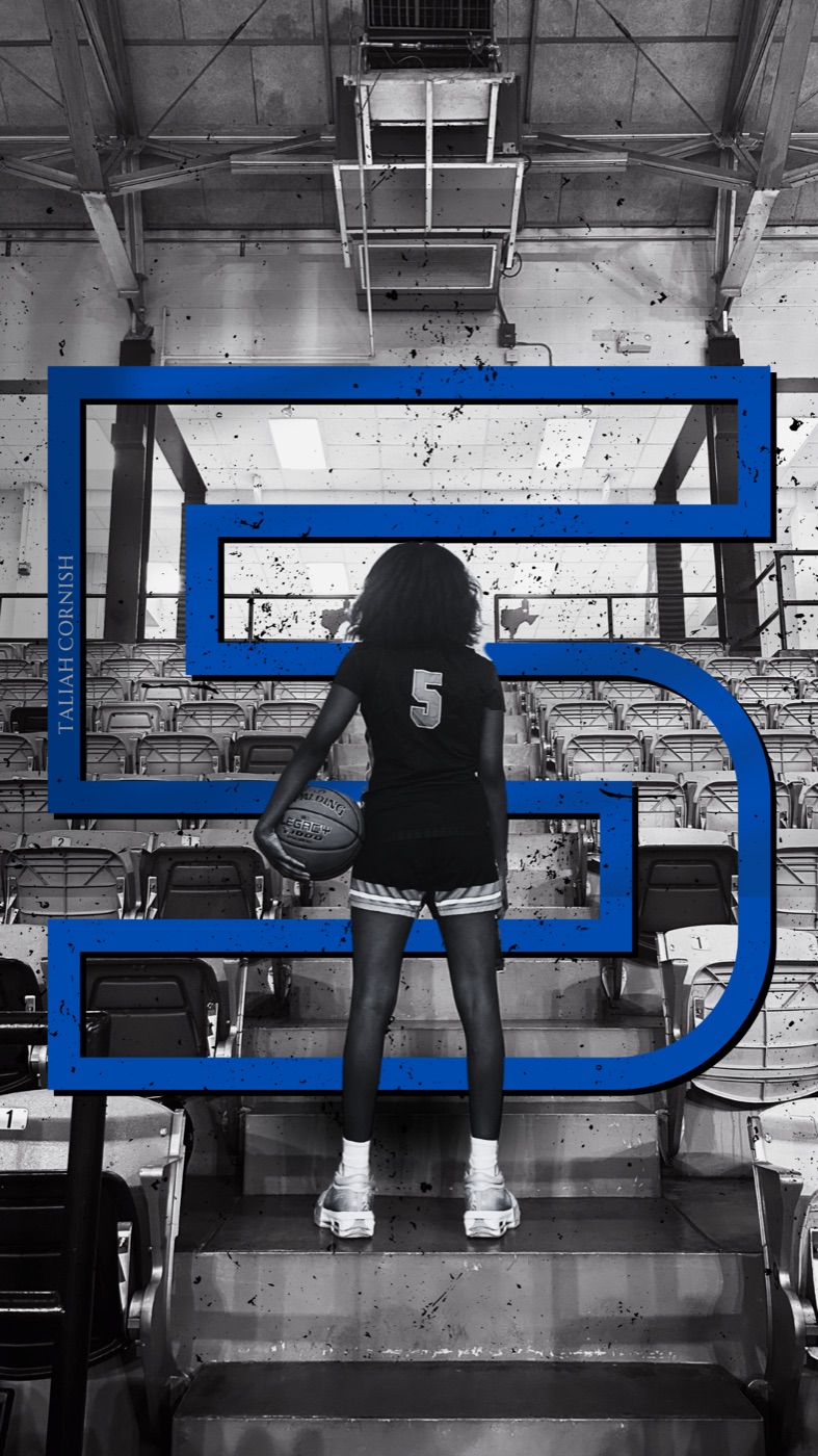 Athlete poster design for Taliah Cornish, No. 5, in VZN Studio's sports style.